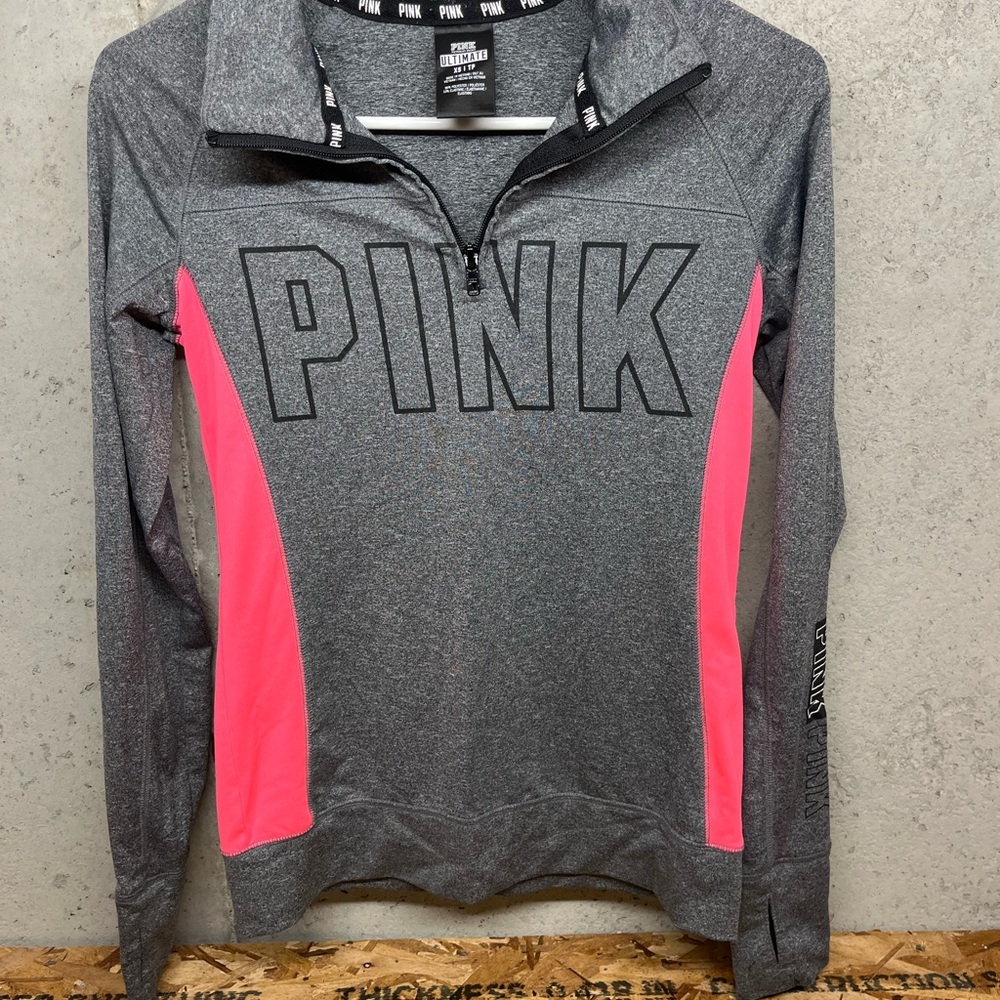 PINK Victoria's Secret Gray Hoodie with Pink Accents
